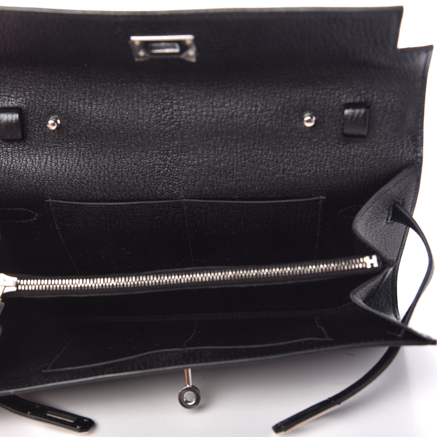 Hermes Chevre Mysore Kelly Wallet To Go Black 5 of 10