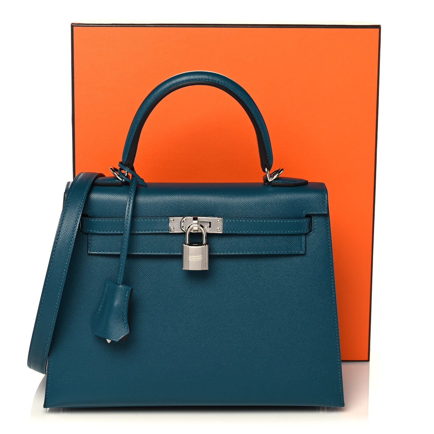Madame Calfskin Verso Kelly Sellier 25 Vert Bosphore Sienne