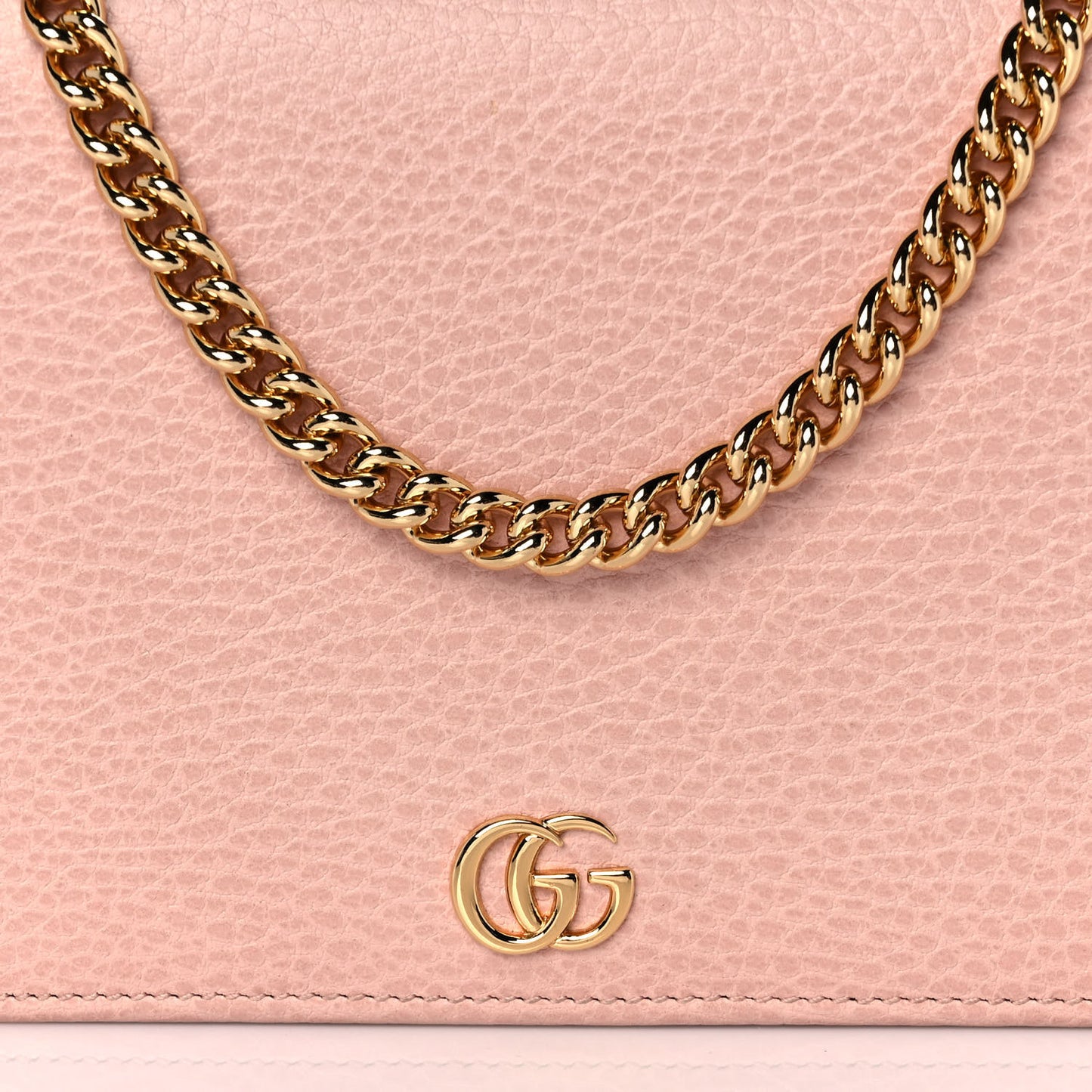 Dollar Calfskin Mini GG Marmont Chain Wallet Perfect Pink
