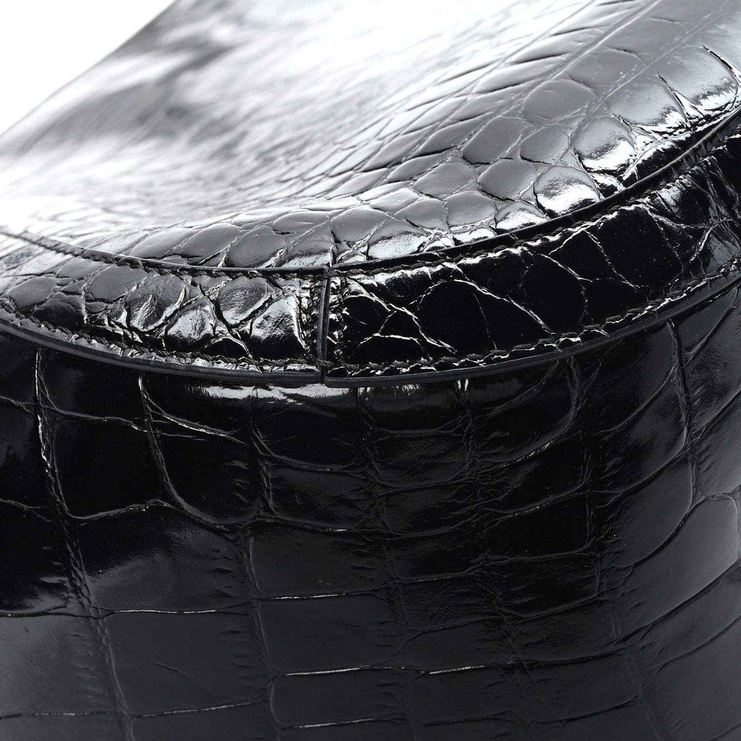 Calfskin Crocodile Embossed Greca Goddess Tote Bag Black