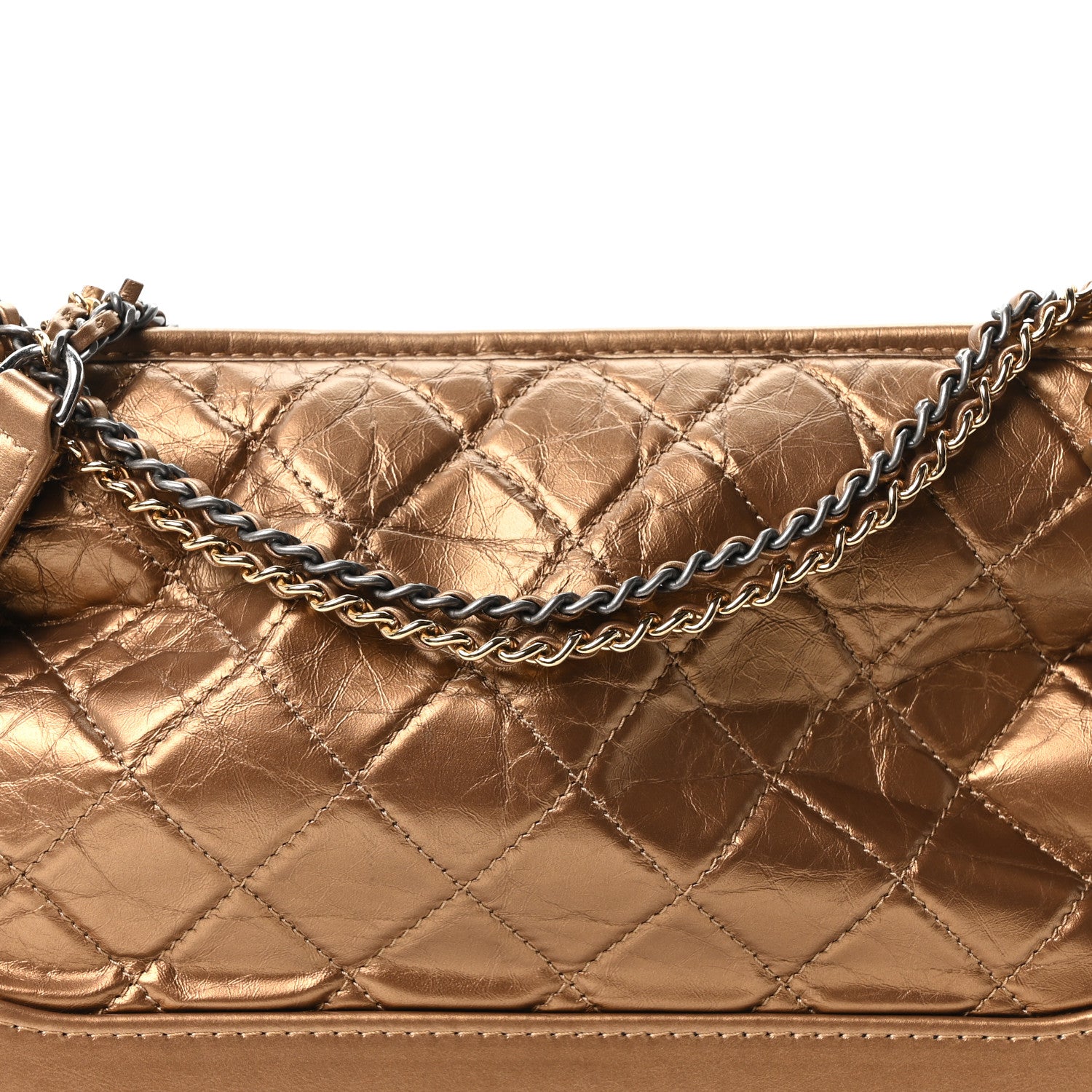 Chanel Metallic Lambskin Calfskin Quilted Medium Gabrielle Hobo Gold 8 of 10