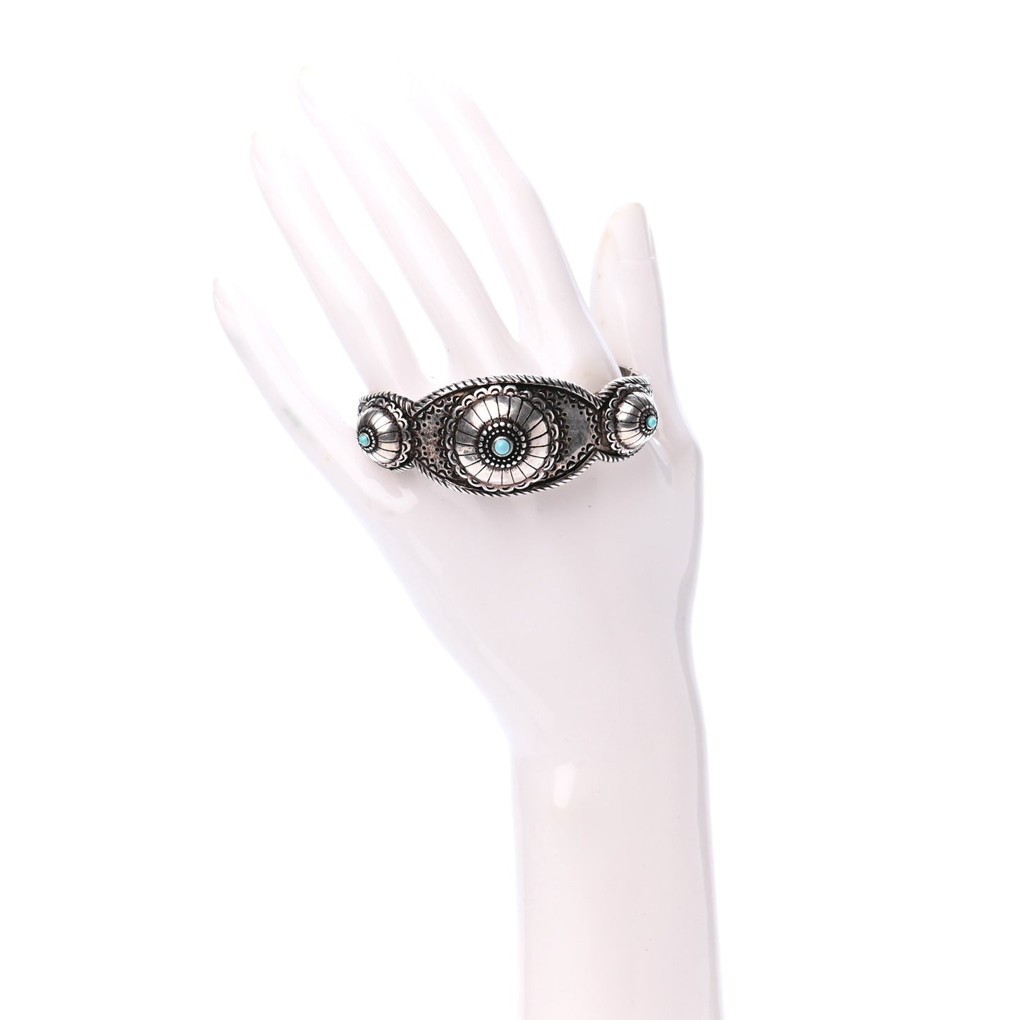 Metallic Turquoise Navajo Cuff Bracelet Silver