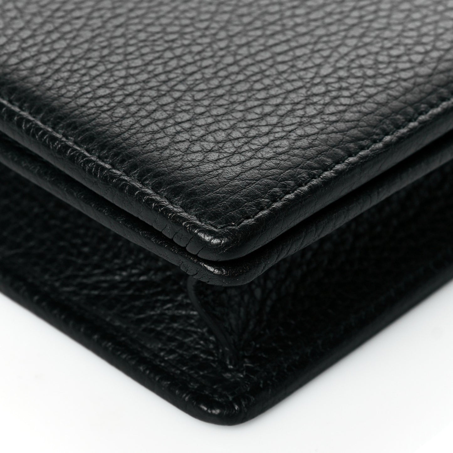 Calfskin Mini GG Marmont Chain Wallet Black