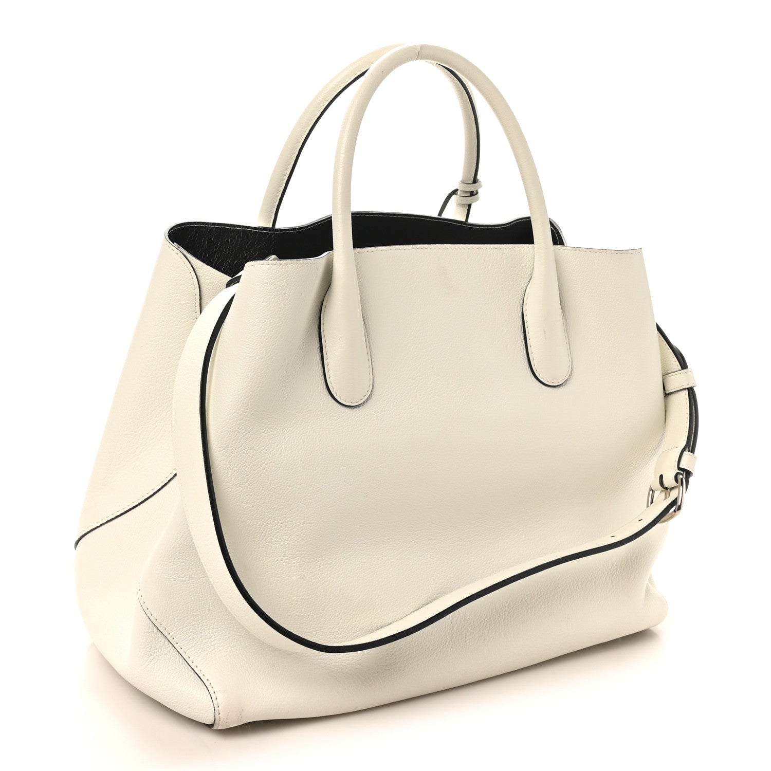 Christian Dior Supple Grained Calfskin Large Open Bar Tote White