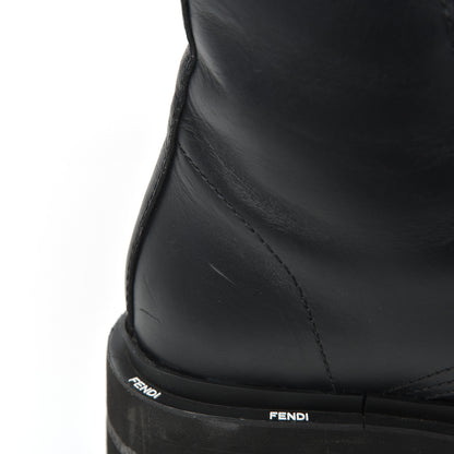 Fendi Calfskin FFreedom Platform Biker Boots 35 Black 10 of 18