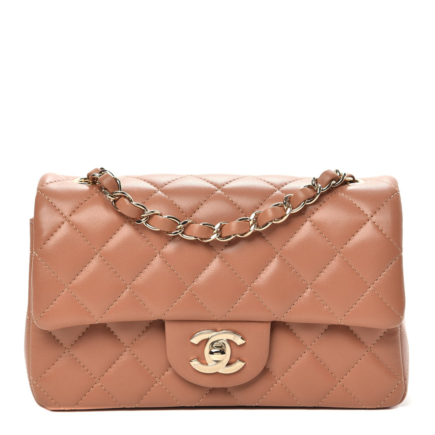 Chanel Lambskin Quilted Mini Rectangular Flap Brown 1 of 9