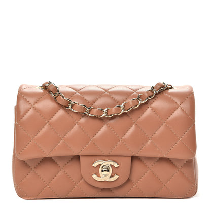 Chanel Lambskin Quilted Mini Rectangular Flap Brown 1 of 9