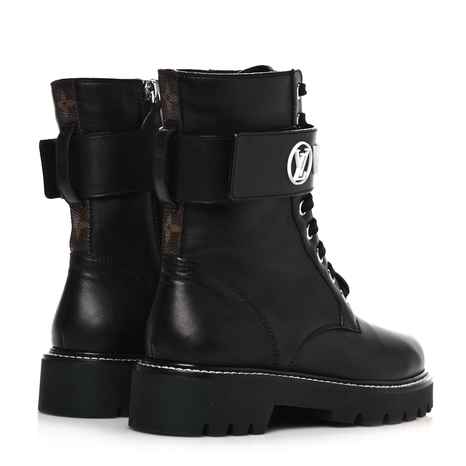 Louis Vuitton Calfskin Territory Flat Ranger Boots 36 Black 4 of 7