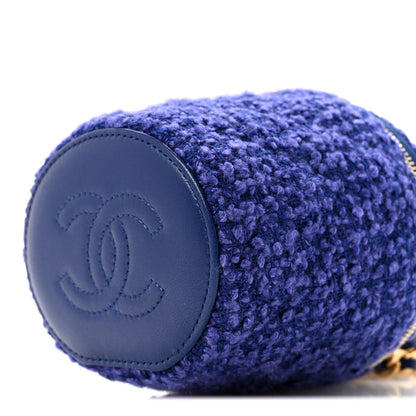 Chanel Tweed Quilted Afternoon Tea Top Handle Vanity Case With Chain Purple 10 of 11