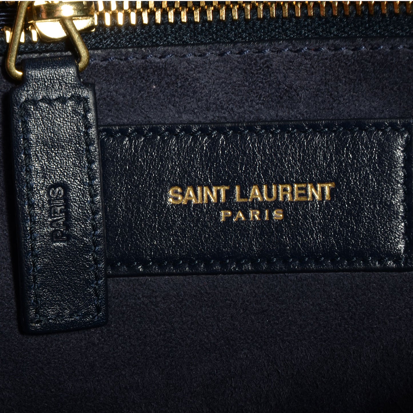 Leather Large Sac de Jour Carryall Navy Blue