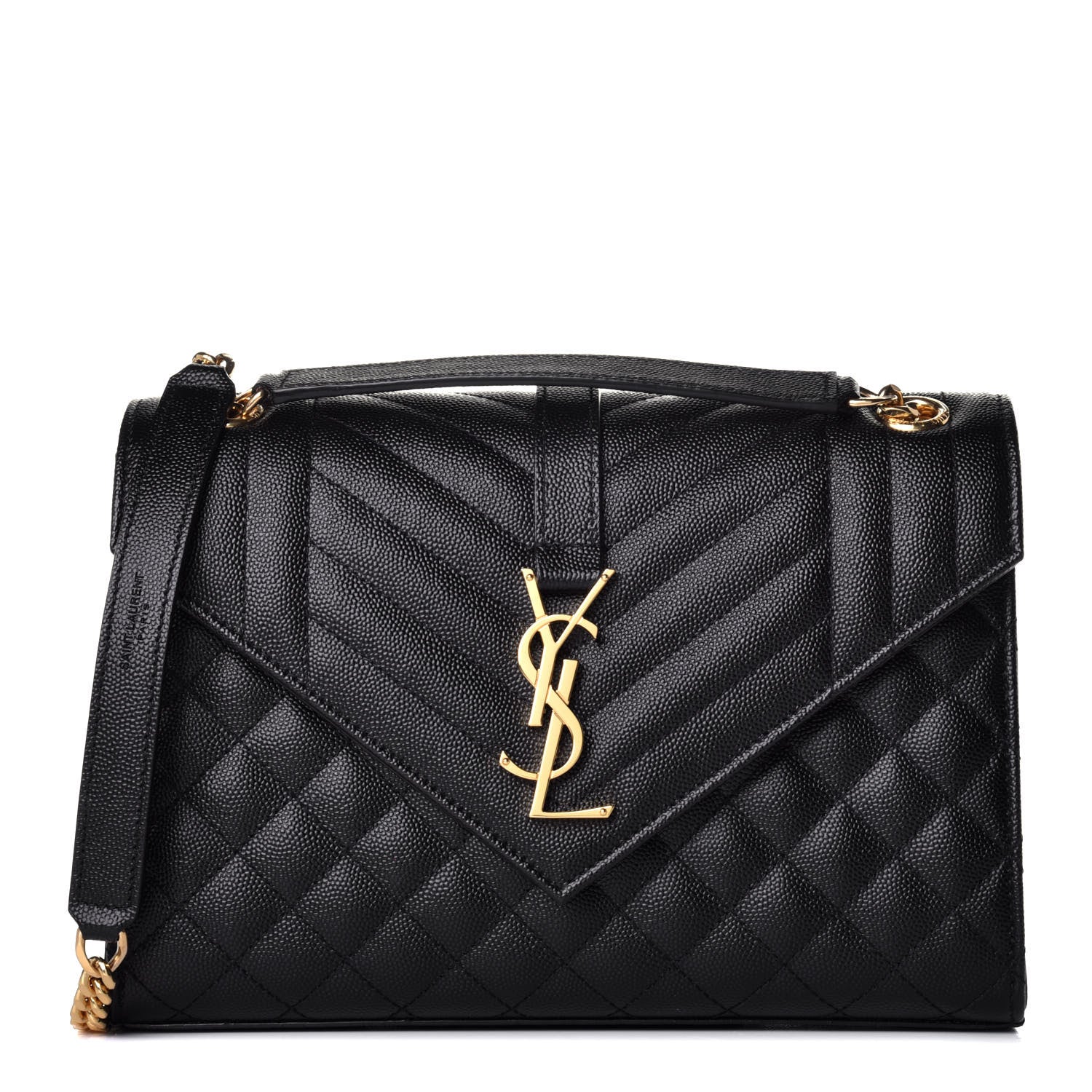 Saint Laurent Grain De Poudre Textured Mixed Matelasse Triquilt Medium Monogram Satchel Black 1 of 7