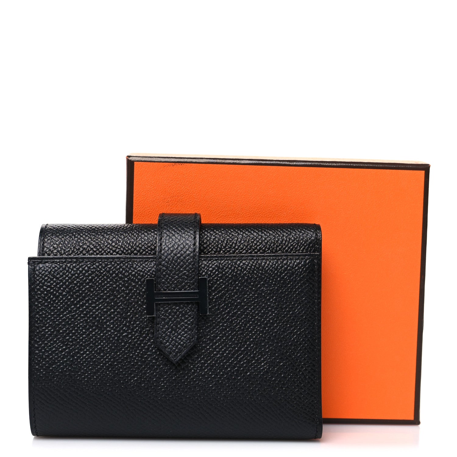 Hermes Epsom Tri-Fold Compact Monochrome Bearn Wallet Black 9 of 9