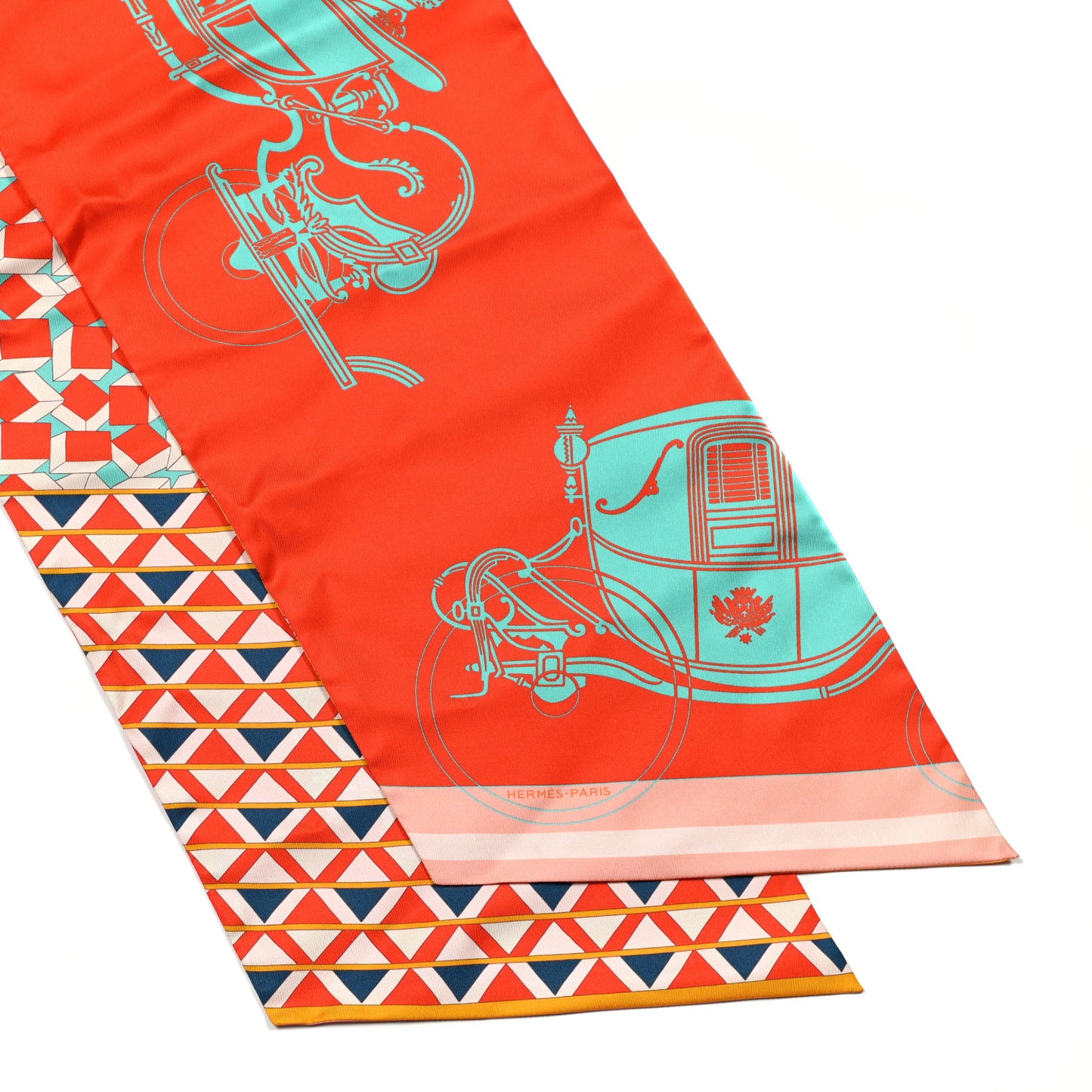 Silk Ex-Libris en Cravates Maxi Twilly Capucine Turquoise Saumon