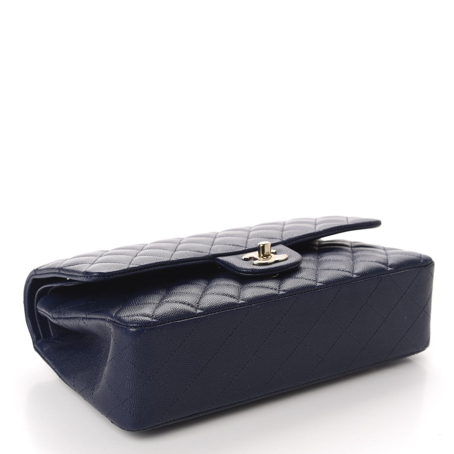 Caviar Quilted Medium Double Flap Navy