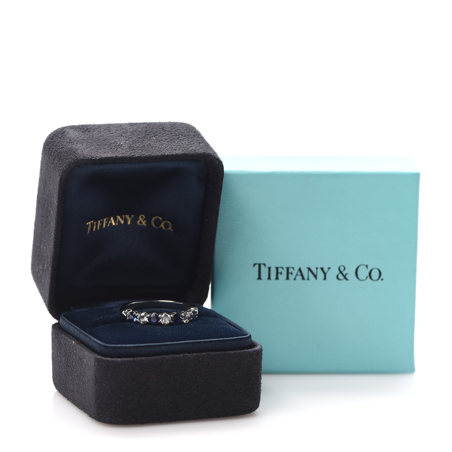 Platinum Diamond Blue Sapphire Embrace Ring 50 5.5