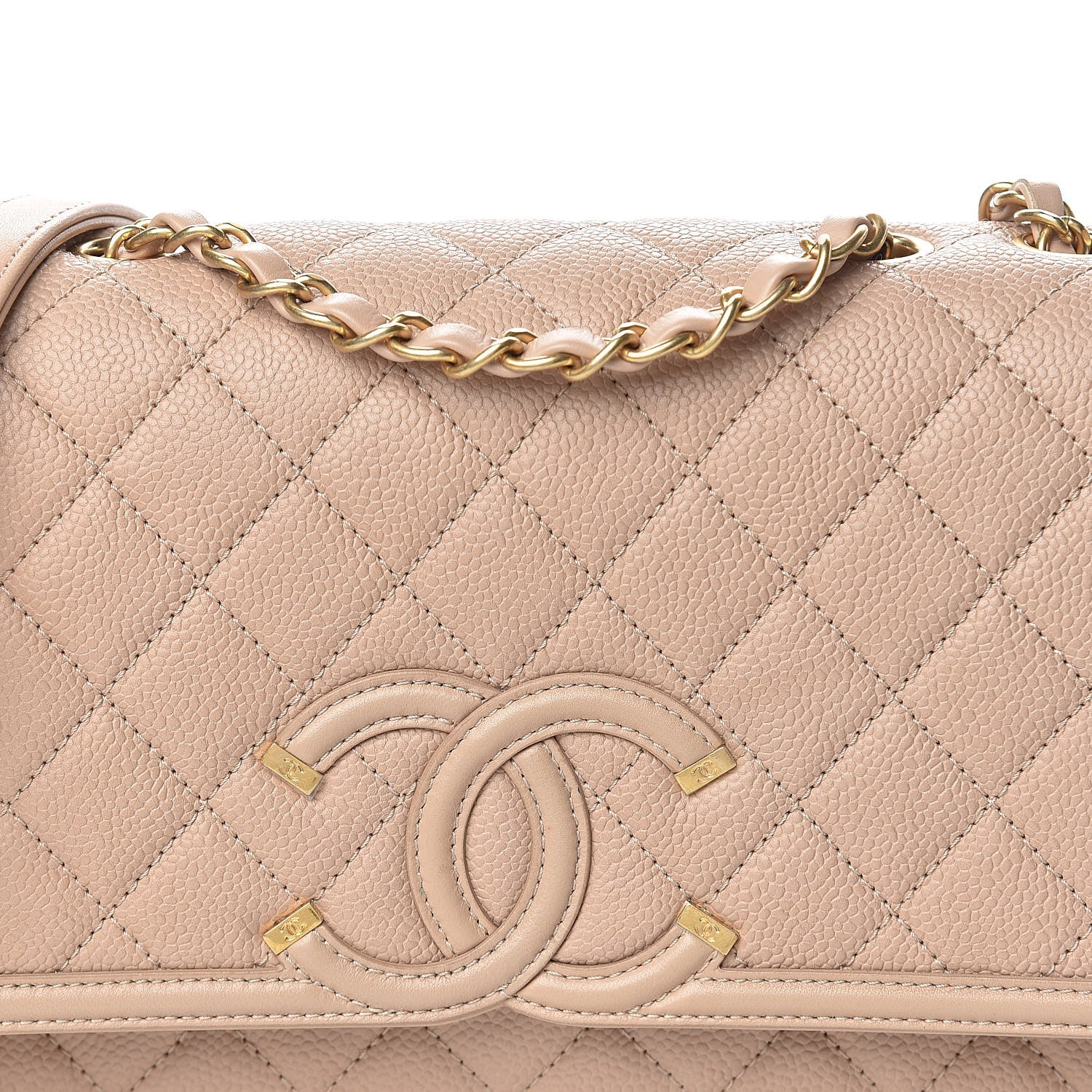 Chanel Caviar Quilted Medium CC Filigree Flap Beige 10 of 15
