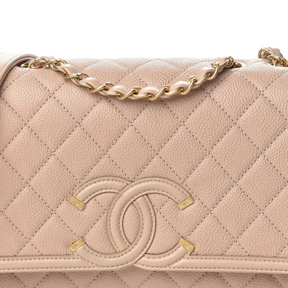 Chanel Caviar Quilted Medium CC Filigree Flap Beige 10 of 15