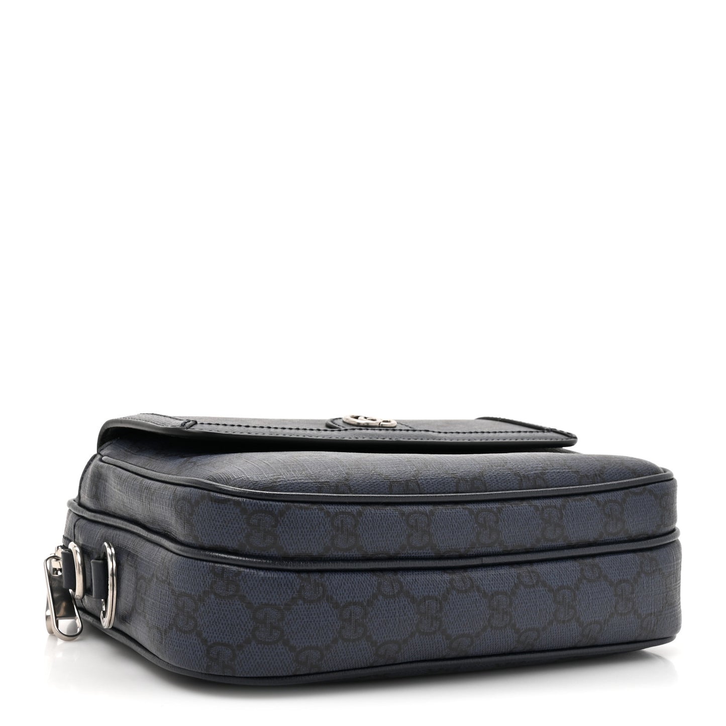 Tender GG Supreme Monogram Textured Dollar Calfskin Ophidia Small Crossbody Bag Dark Blue