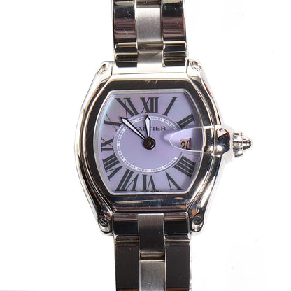 Cartier Stainless Steel Purple Mother of Pearl 31mm Roadster Quartz Watch 1 of 9