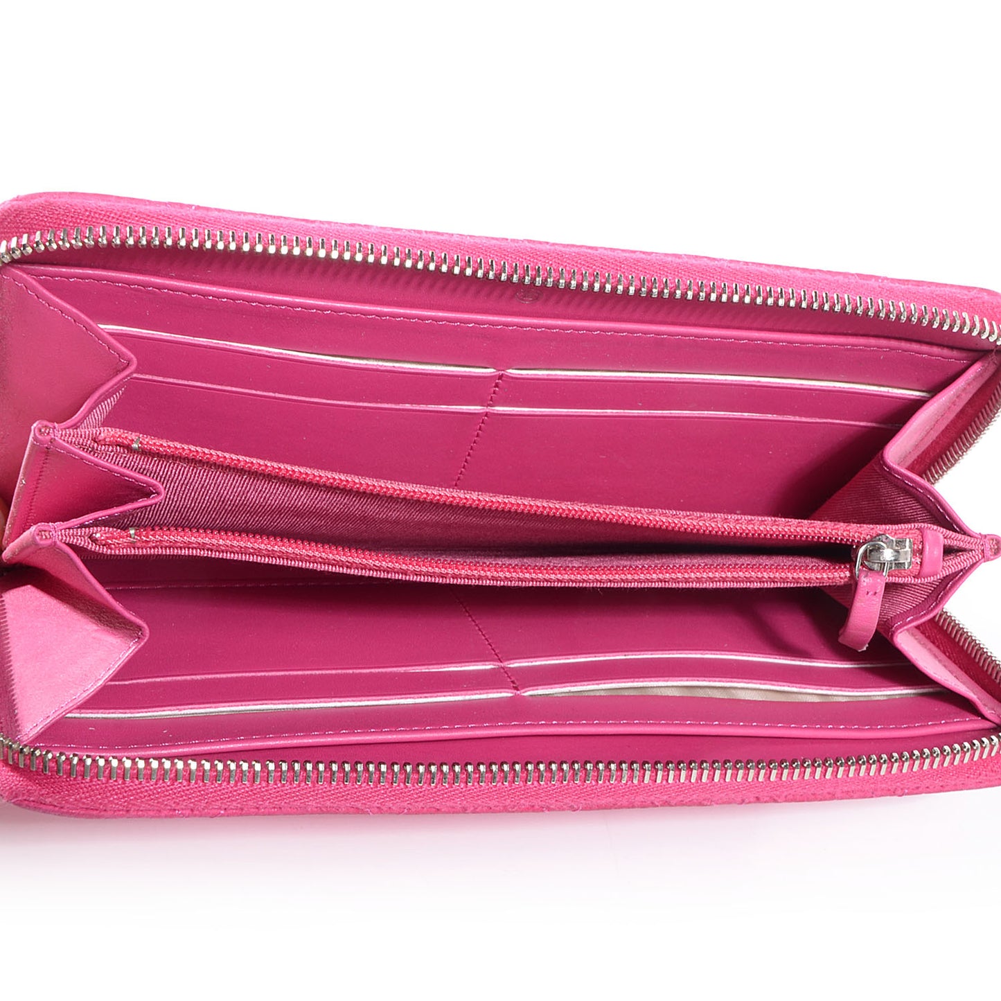 Iridescent Caviar Large Zip Around Wallet Pink