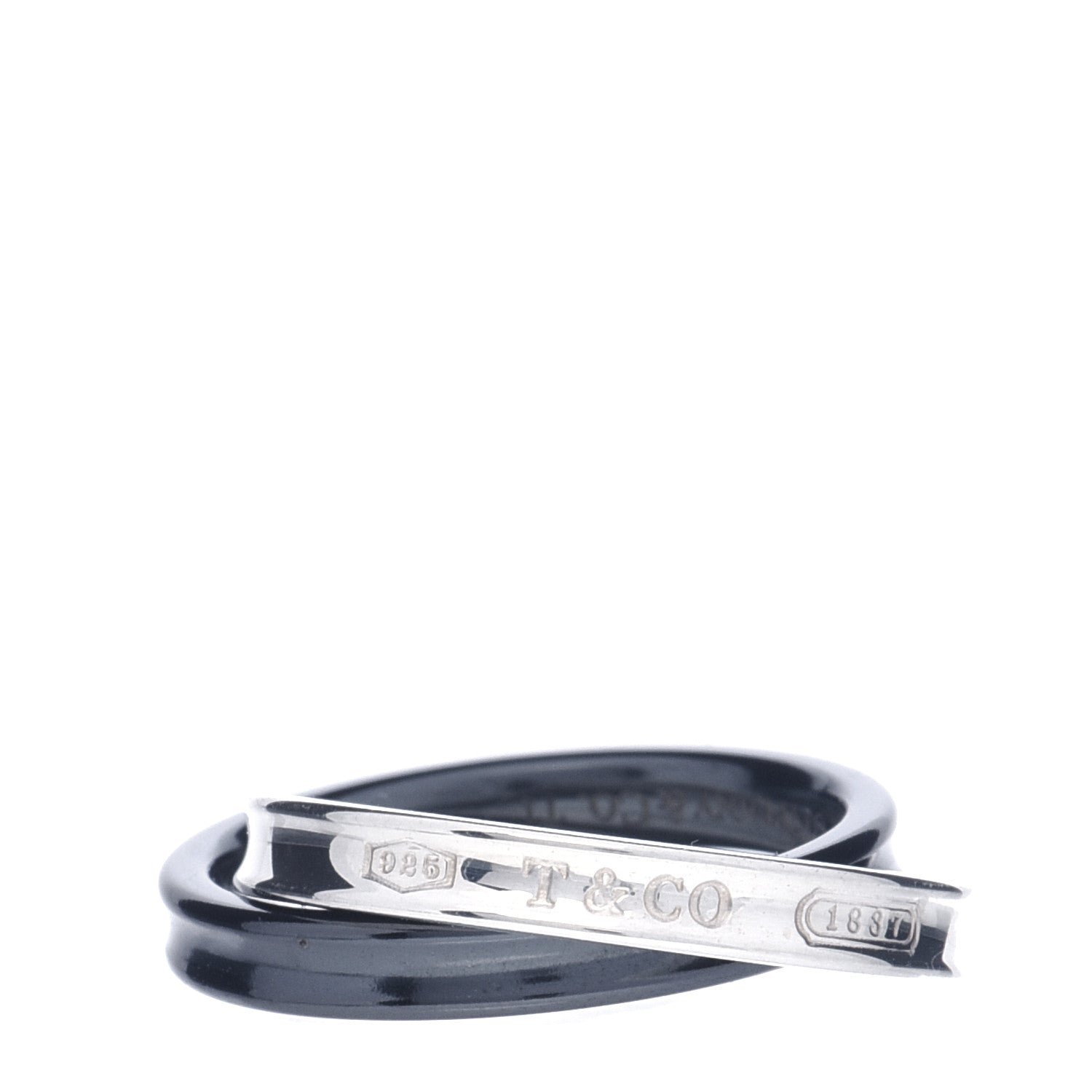 Tiffany Sterling Silver Titanium 1837 Interlocking Ring 49 5 1 of 6