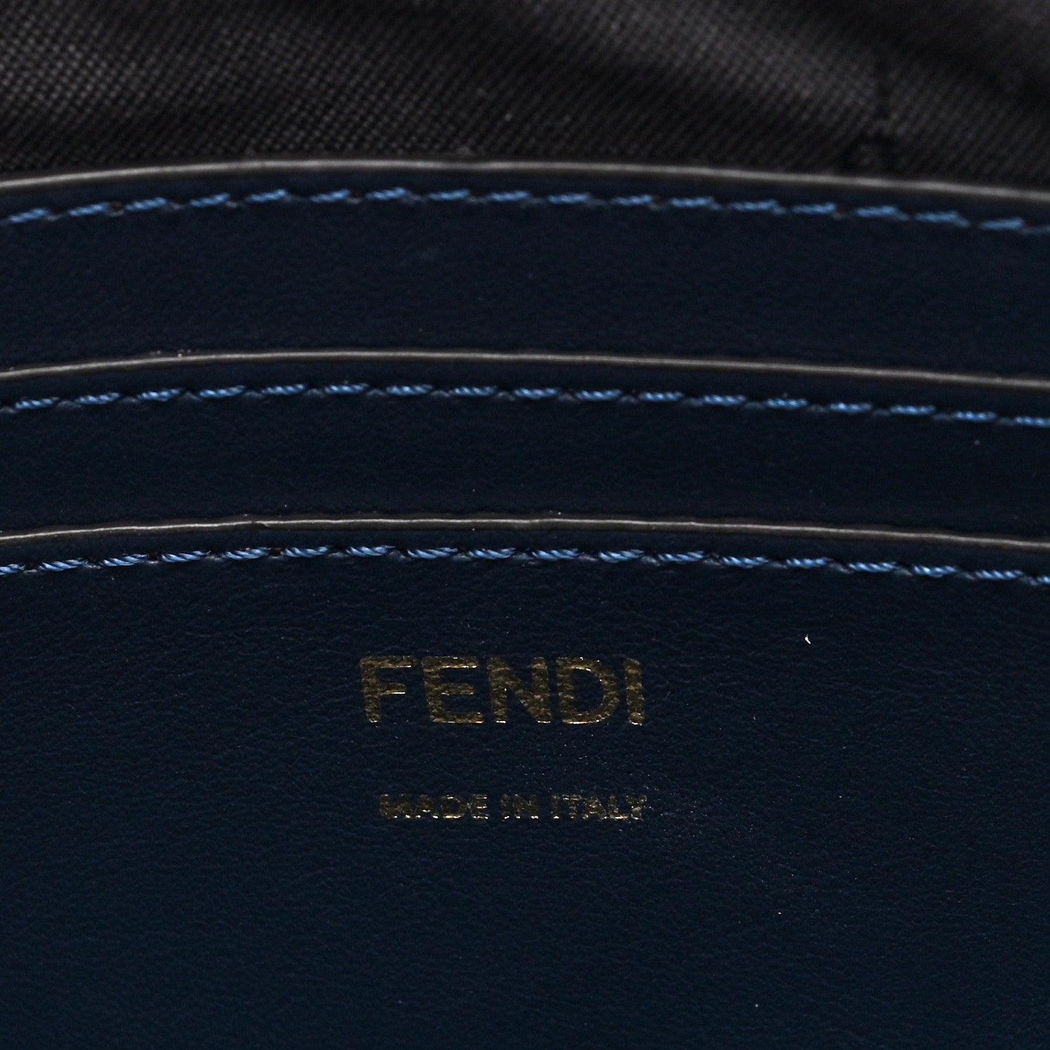 Fendi Zucca Vitrified Lurex Baguette Pouch Multicolor Blue Abyss Soft Gold 6 of 9
