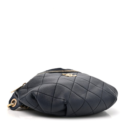 Chanel Calfskin Enamel Quilted Waist Bag Navy 4 of 10
