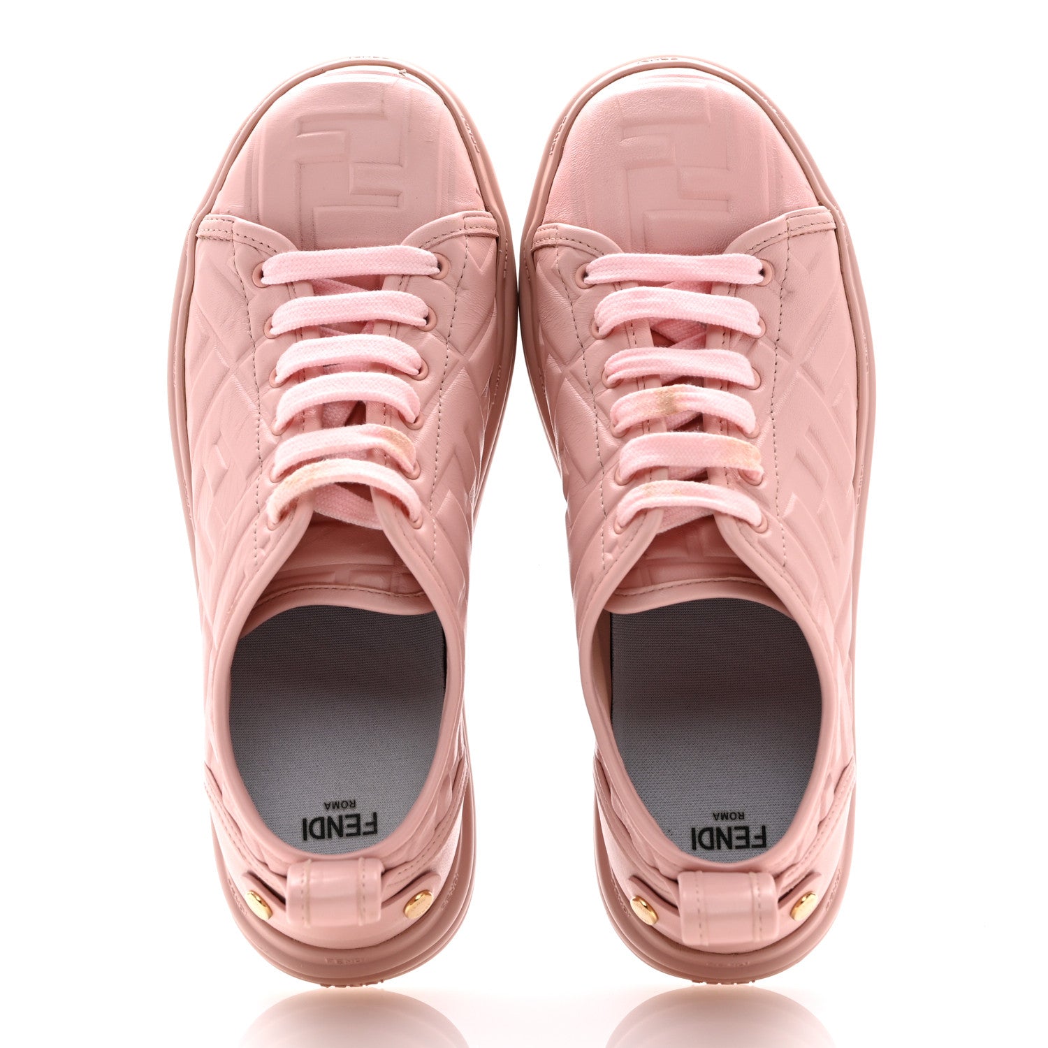 Fendi Lambksin FF Embossed Rise Low Top Sneakers 37 Nude Blush 2 of 11