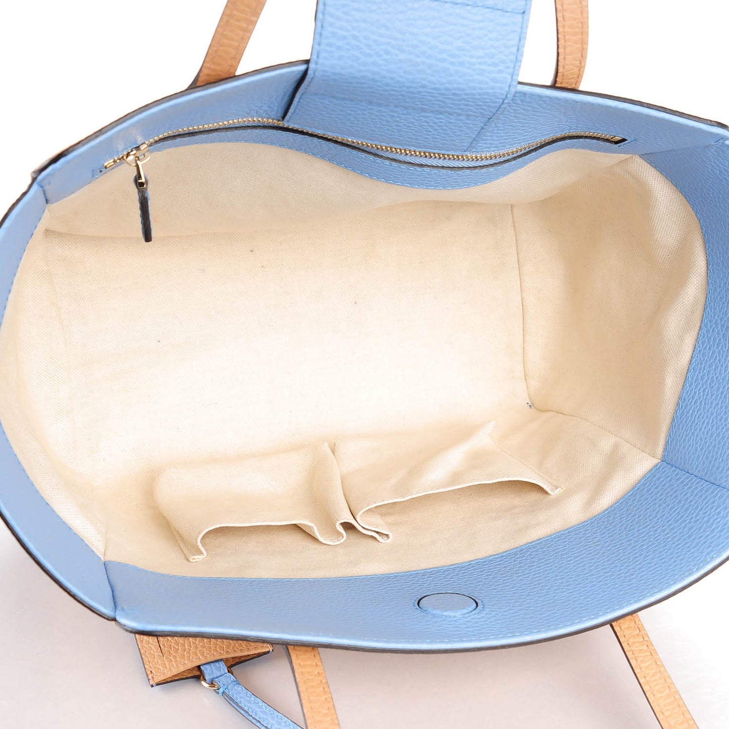 Dollar Calfskin Small Swing Tote Camelia Mineral Blue