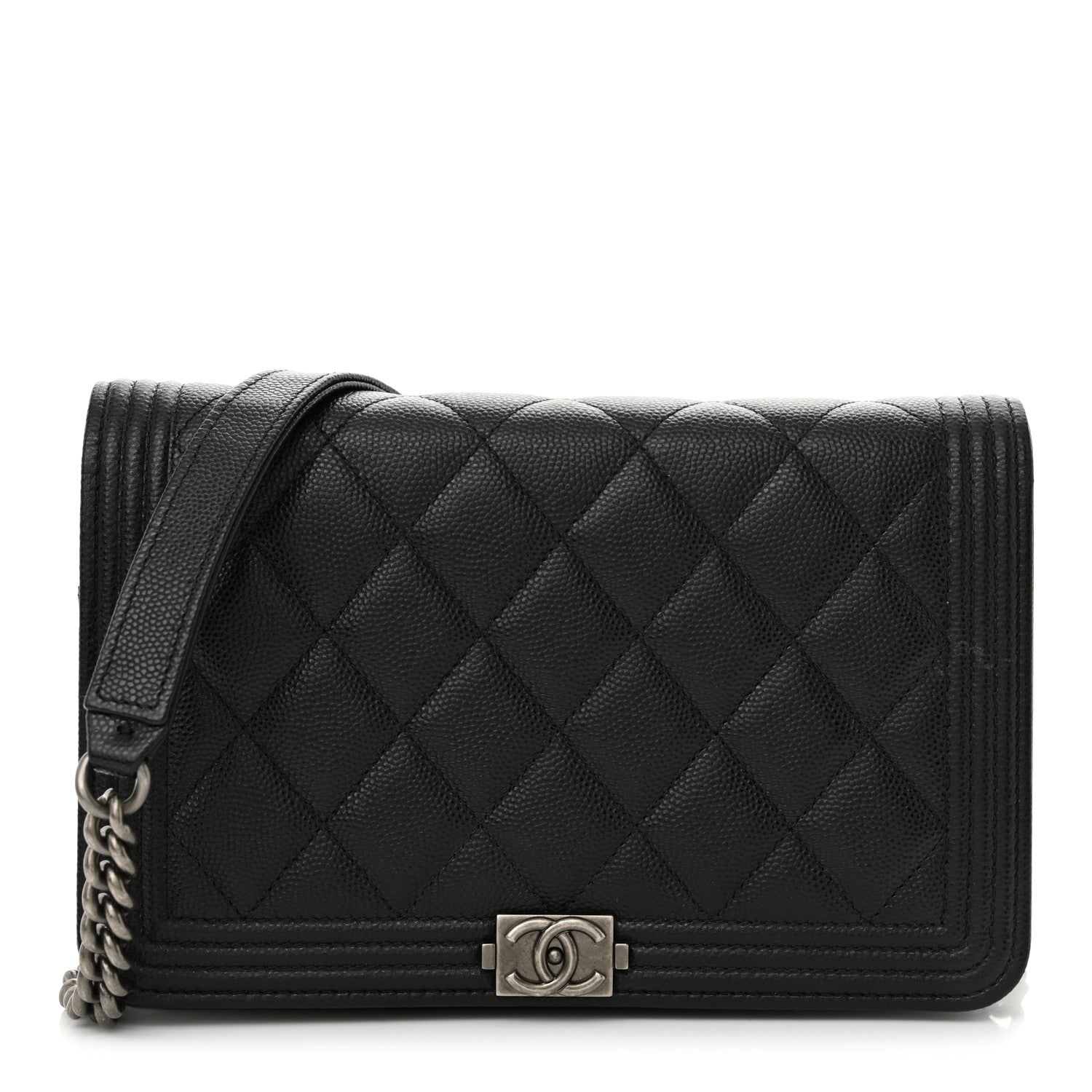 Chanel Caviar Quilted Boy Wallet On Chain WOC Black 1 of 14