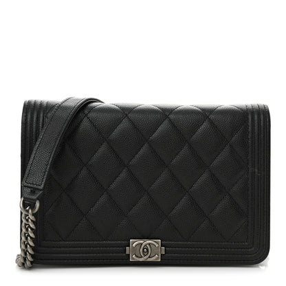 Chanel Caviar Quilted Boy Wallet On Chain WOC Black 1 of 14