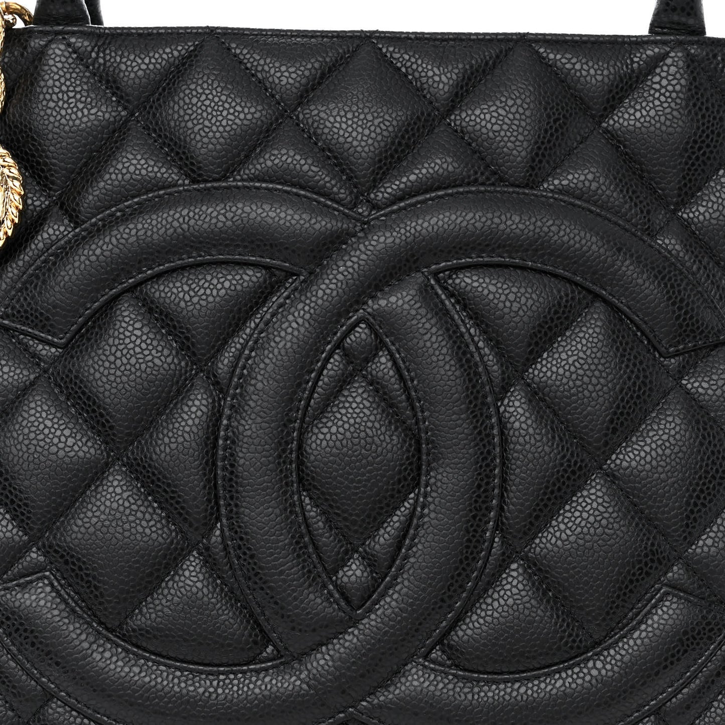 Caviar Quilted Medallion Tote Black