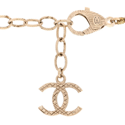 Chanel Marble Beaded CC Long Necklace Gold White 3 of 3