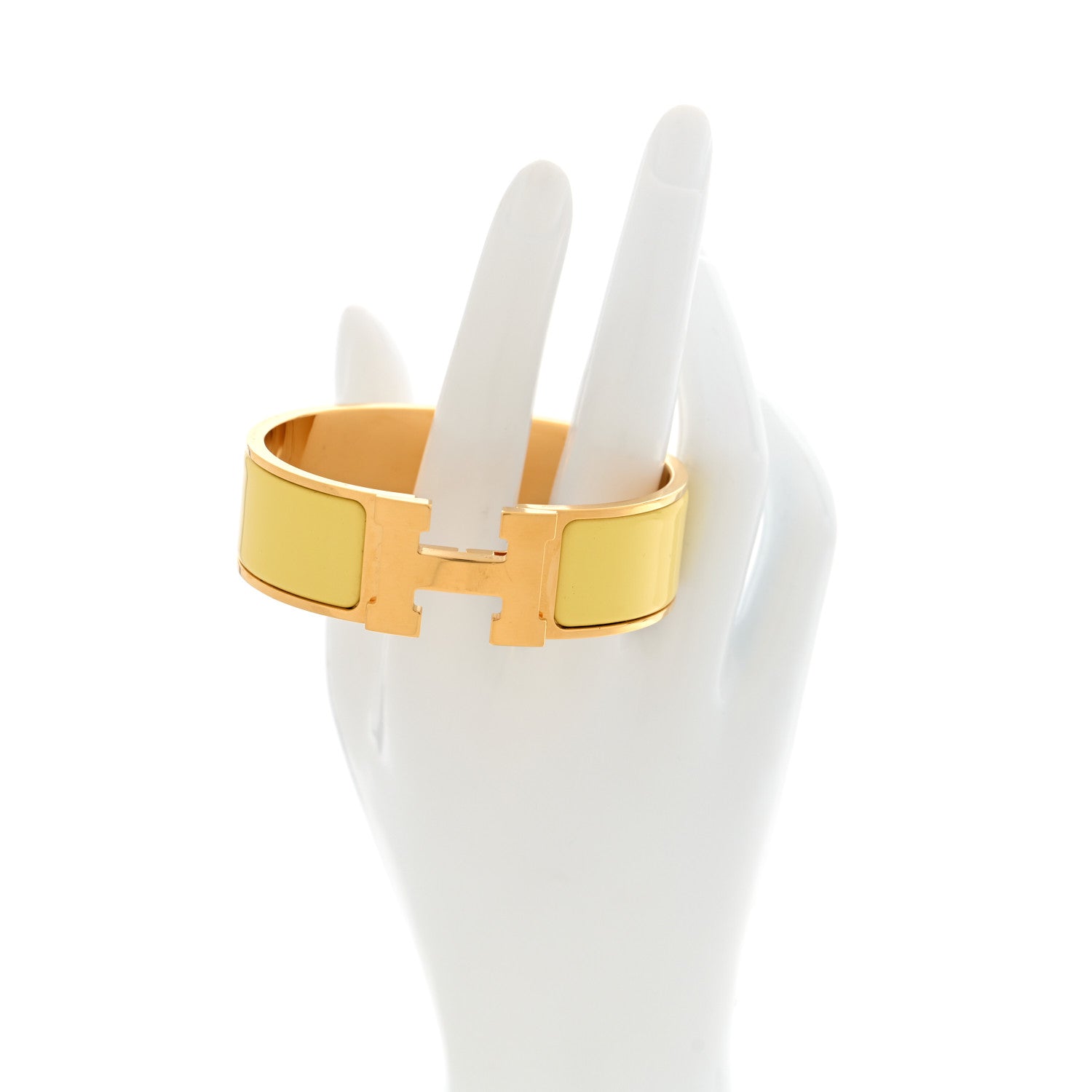 Hermes Enamel Wide Clic Clac H Bracelet PM Jaune Citron 2 of 4