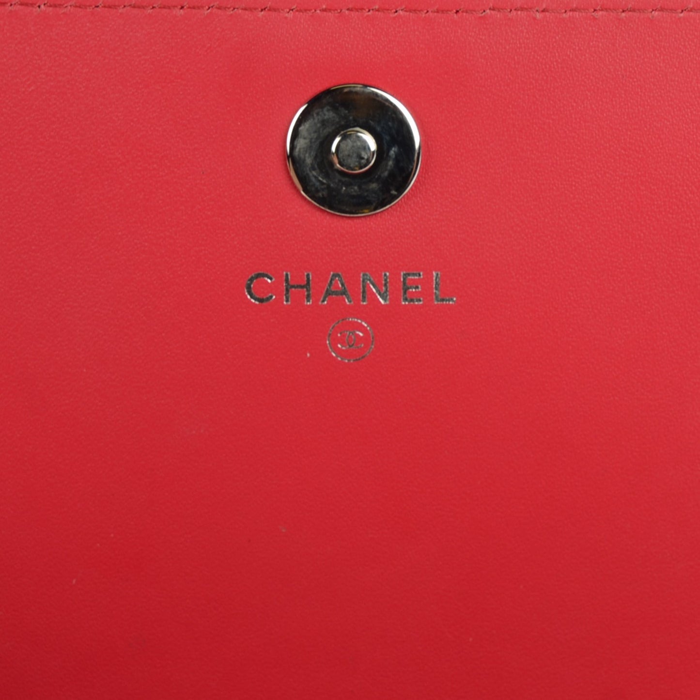 Patent Calfskin Quilted Boy Wallet on Removable Chain Red