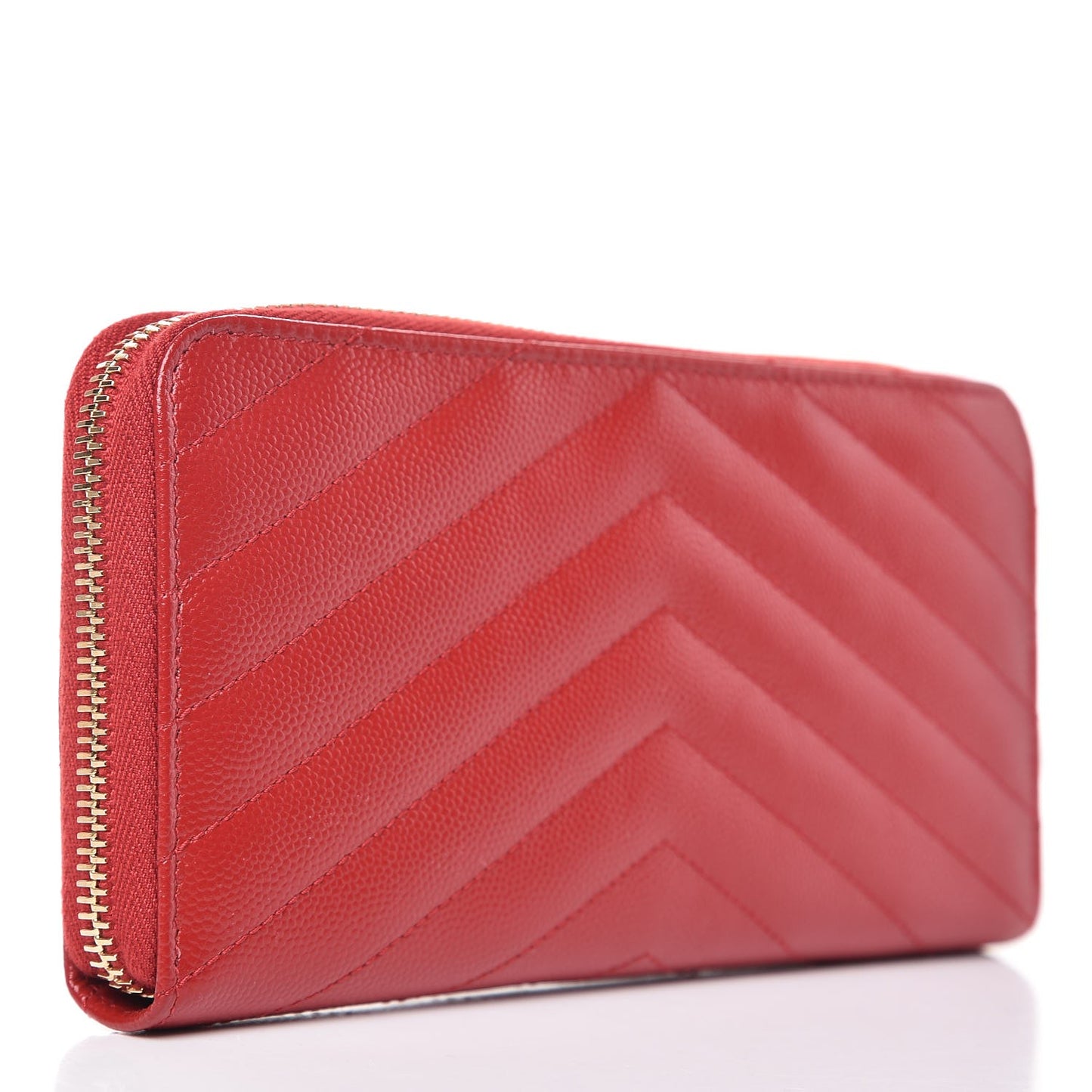 Grain De Poudre Matelasse Chevron Monogram Zip Around Wallet Red