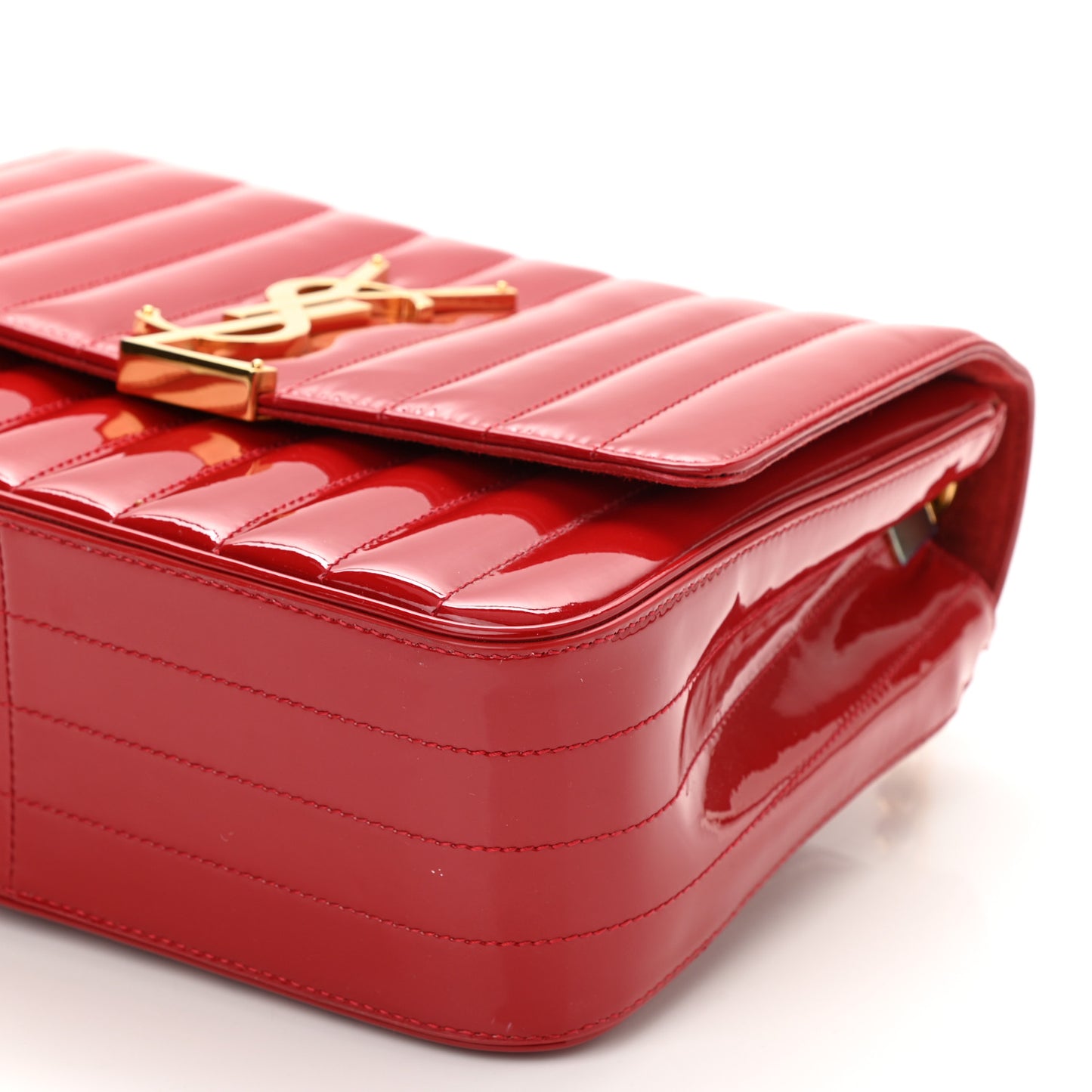 Patent Matelasse Monogram Large Vicky Chain Bag Rouge Eros