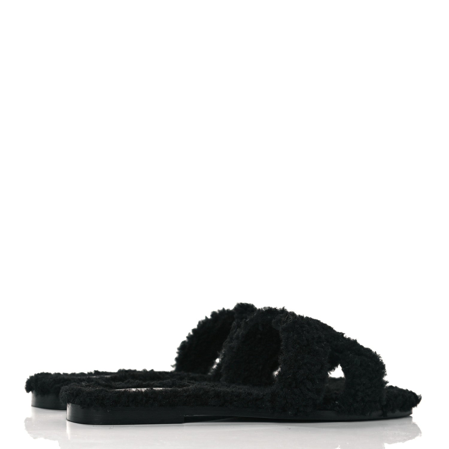 Hermes Woolskin Oran Sandals 40 Black 4 of 7