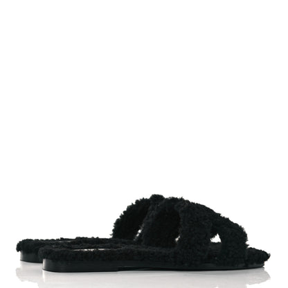 Hermes Woolskin Oran Sandals 40 Black 4 of 7