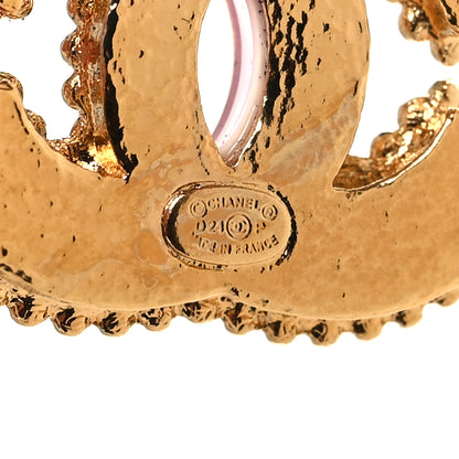 Chanel Enamel CC Earrings Gold Pink 4 of 5