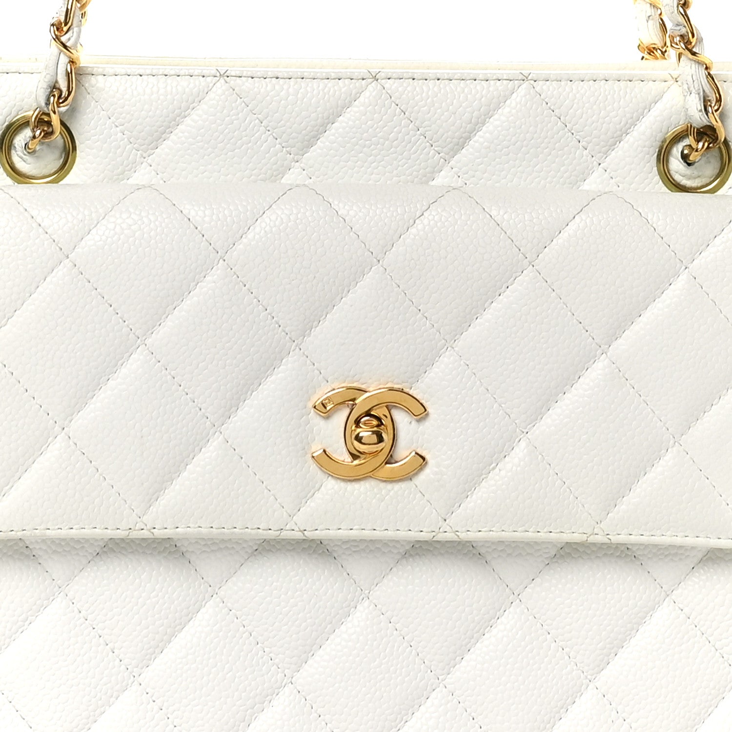 Chanel Caviar CC Shoulder Bag White 9 of 12