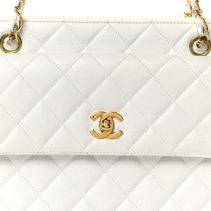 Chanel Caviar CC Shoulder Bag White 9 of 12
