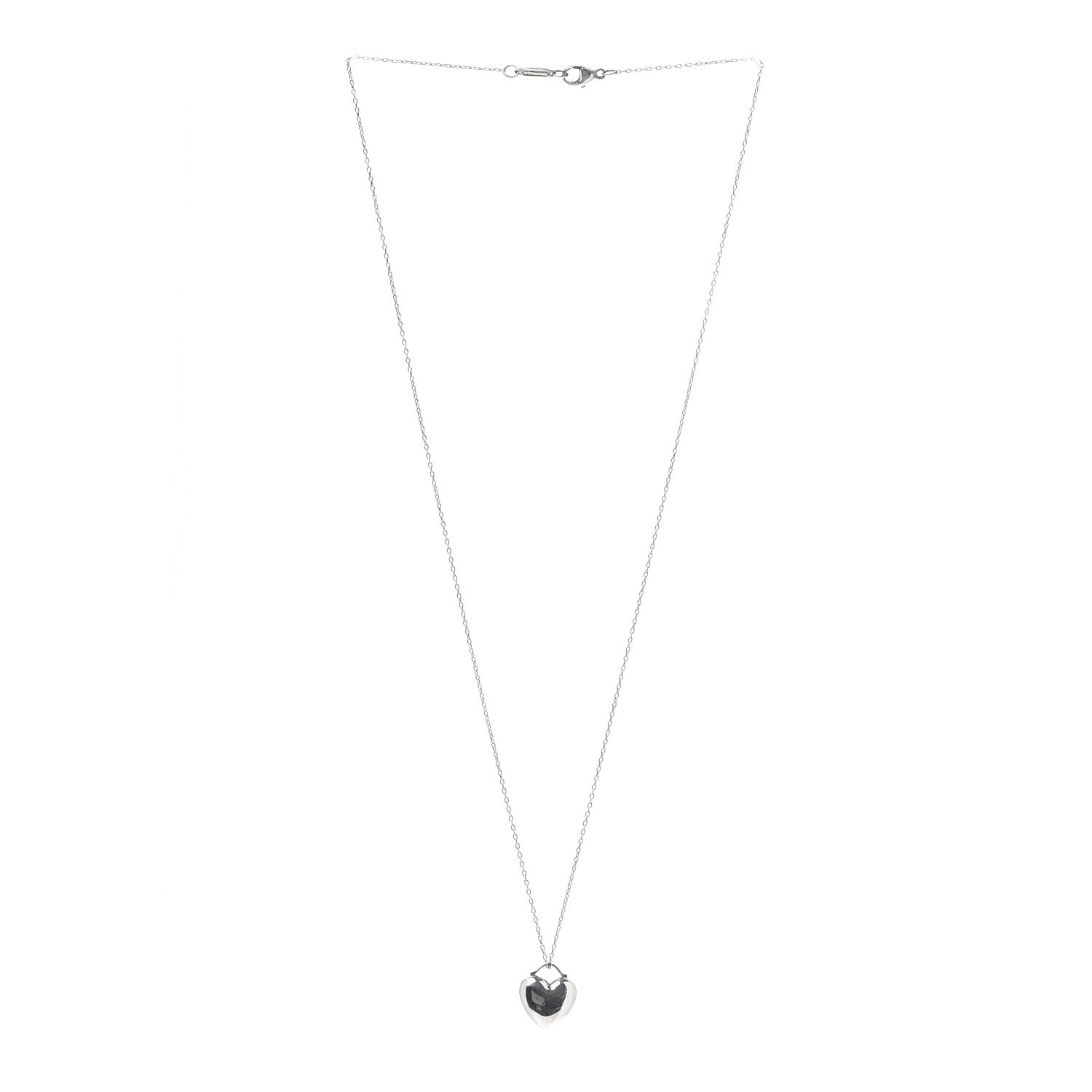 Tiffany Sterling Silver Puffed Heart Pendant Necklace 3 of 6