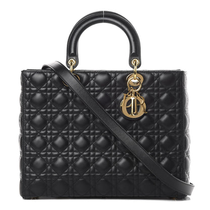 Christian Dior Lambskin Cannage Large Lady Dior Black 1 of 15