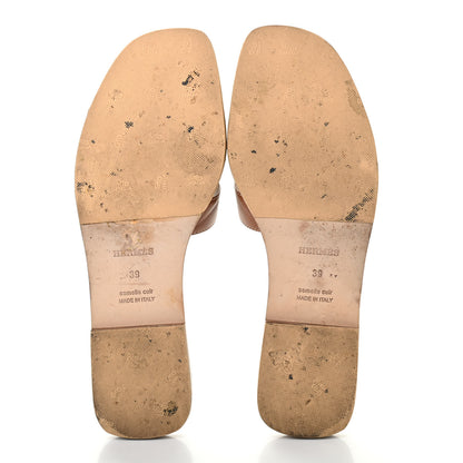 Hermes Box Calfskin Oran Sandals 39 Gold 5 of 15