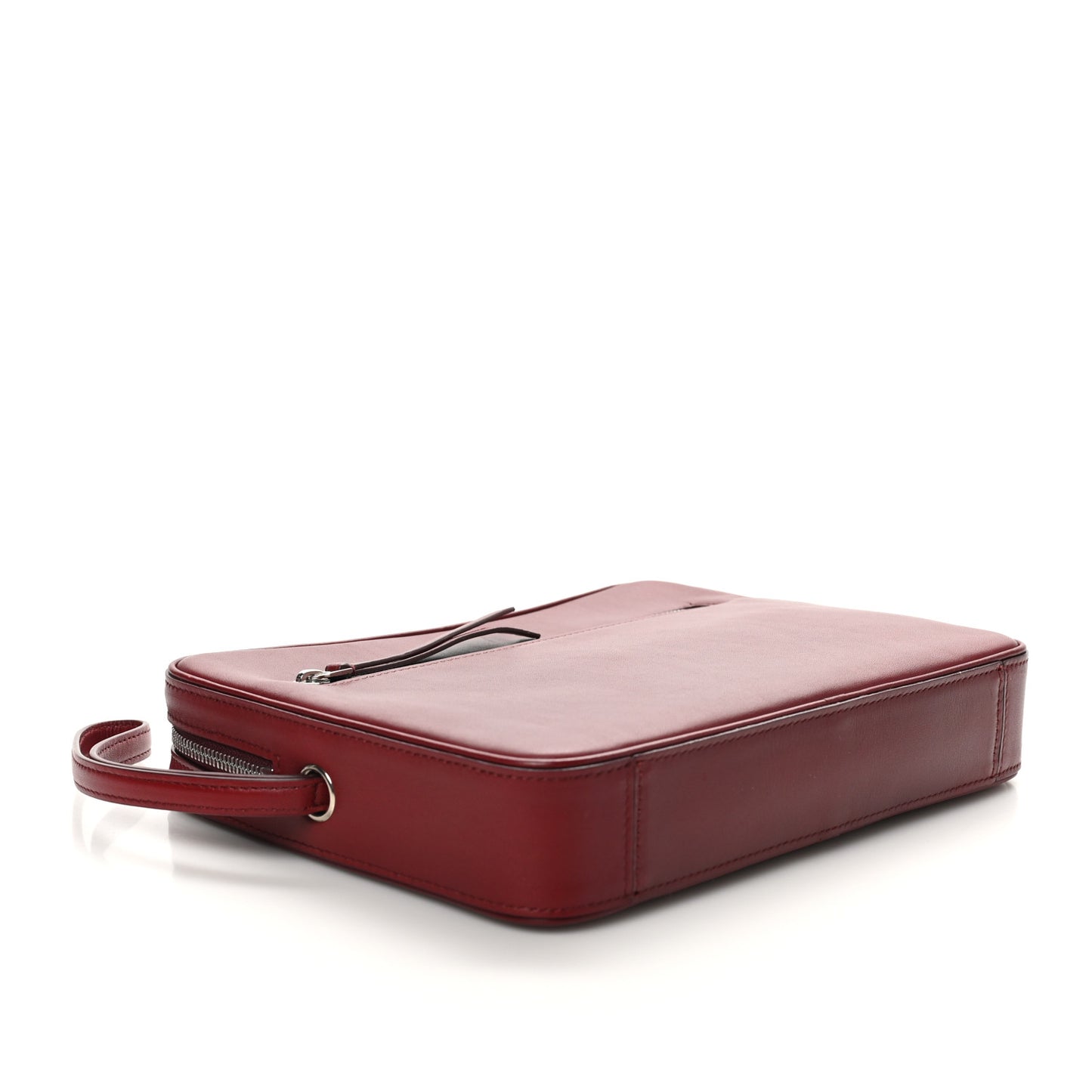 Nappa Calfskin Dragonne Pouch Clutch Rust