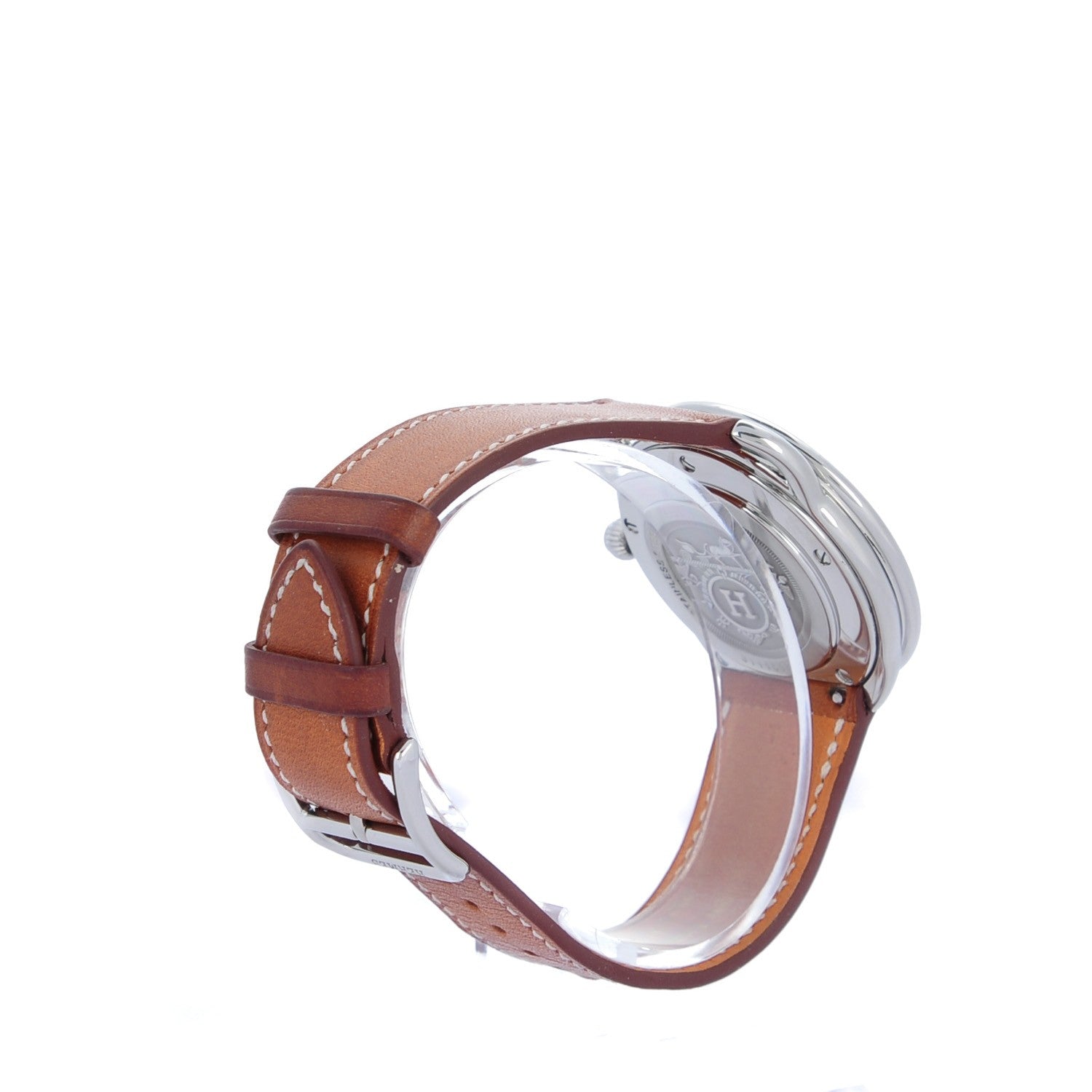 Hermes Stainless Steel Barenia 38mm Arceau Quartz Watch Fauve 4 of 13