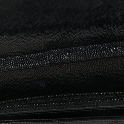 Saint Laurent Grain De Poudre Matelasse Chevron Monogram Chain Wallet Black 11 of 16