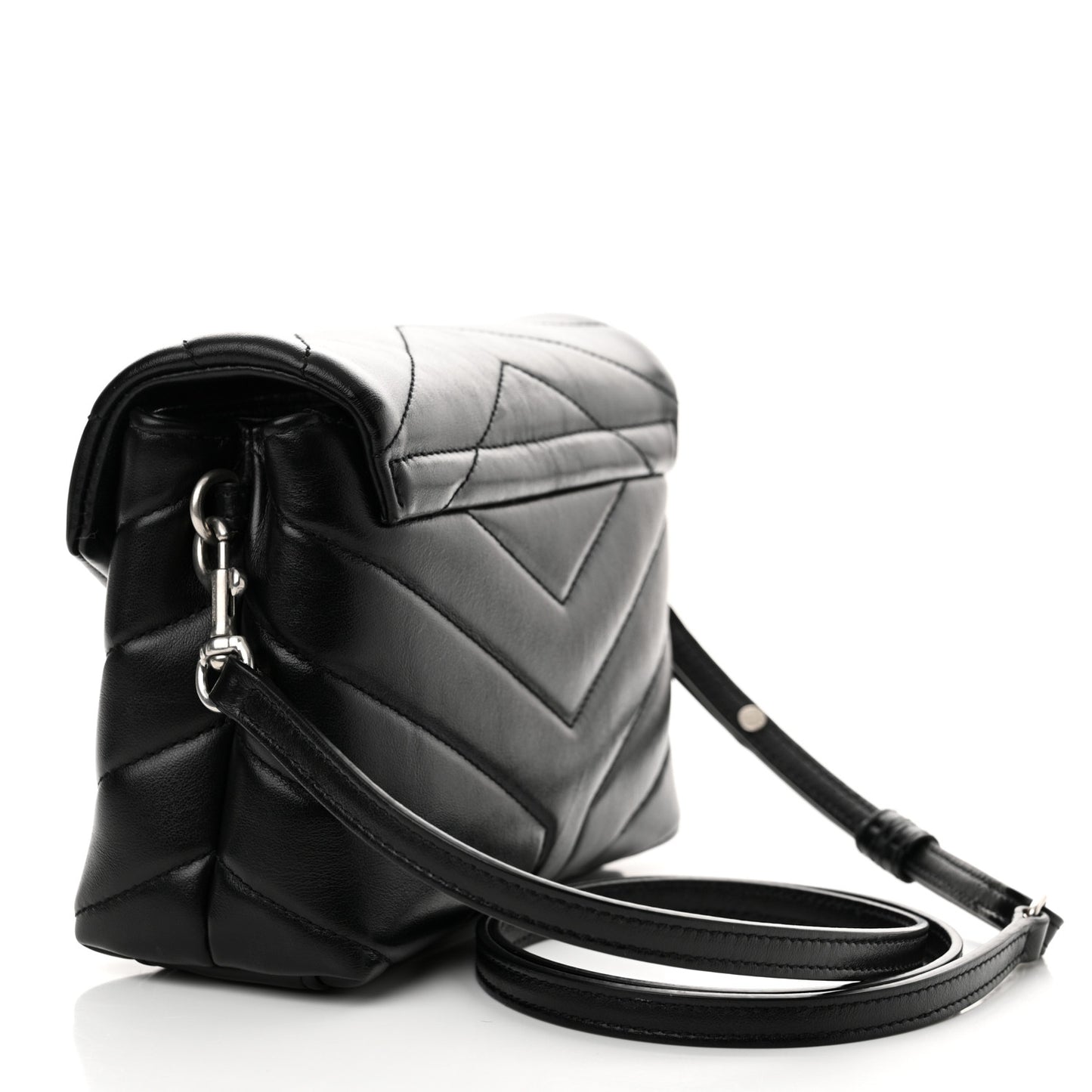 Calfskin Y Quilted Monogram Toy Loulou Crossbody Bag Black