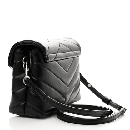 Saint Laurent Calfskin Y Quilted Monogram Toy Loulou Crossbody Bag Black 3 of 14